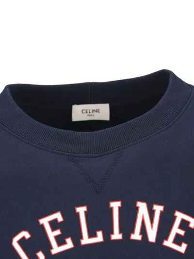 Celine Men Cotton Sweater With Front Lettering Logo In Multi