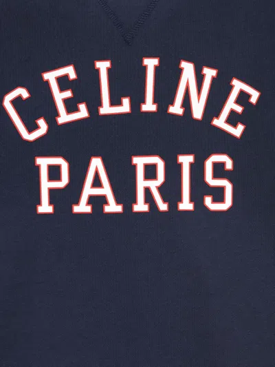 Celine Men Cotton Sweater With Front Lettering Logo In Multi