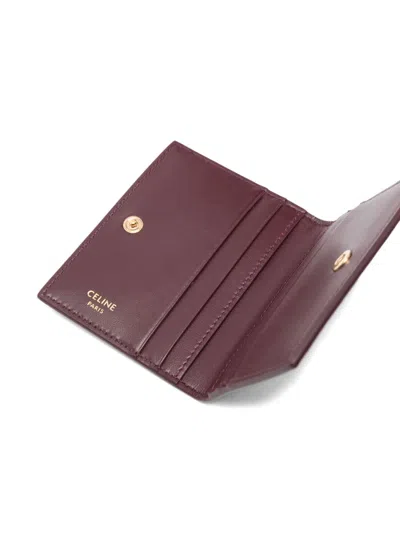 Celine Women Triomphe Leather Card Case In Brown
