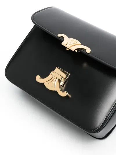 Celine Women Triomphe Teen Leather Crossbody Bag In Black