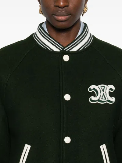 Celine Women Wool Bomber Jacket In Green