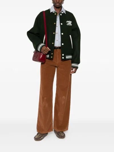 Celine Women Wool Bomber Jacket In Green