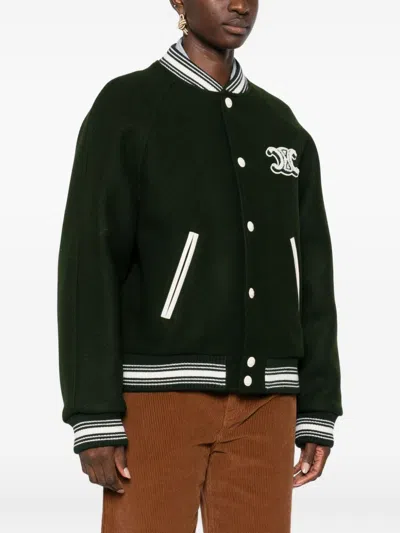 Celine Women Wool Bomber Jacket In Green