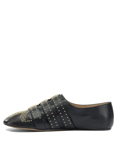 Chloé Susanna Buckle-details Studded Flat Pumps In Black