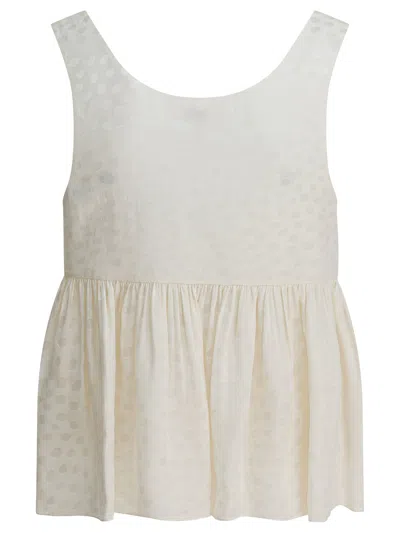Chloé Women Silk Peplum Top In White