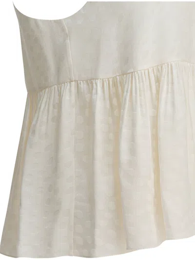 Chloé Women Silk Peplum Top In White
