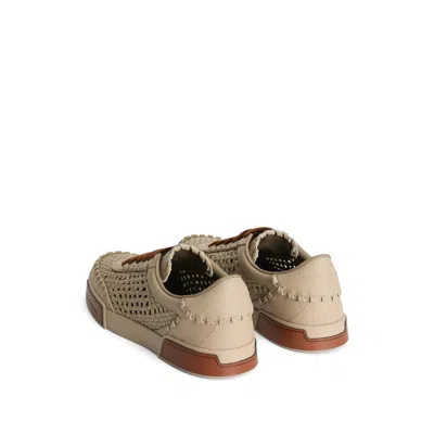 Dolce & Gabbana Cappuccino Leather Portofino Sneakers In Brown