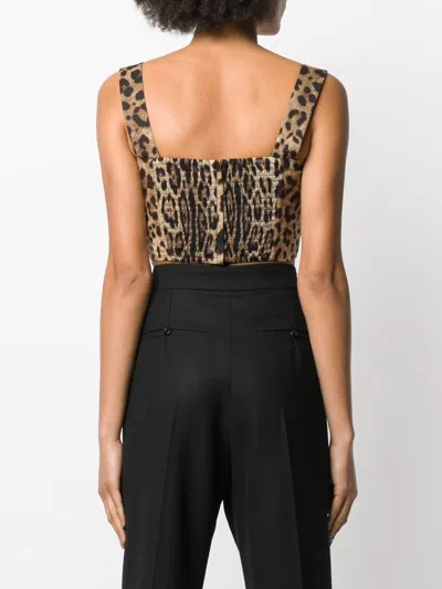 Dolce & Gabbana Bustier Top Leopard Motif Sweetheart Neckline In Neutral