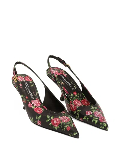 Dolce & Gabbana Women Lollo Slingback In Printed Leather In Multi