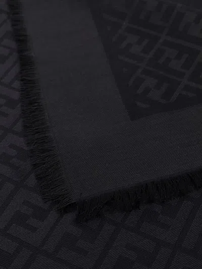 Fendi Women Ff Silk And Wool Scarf In Black