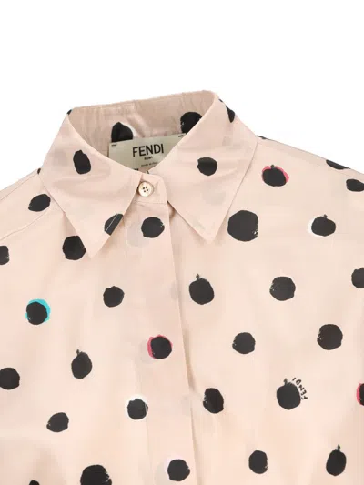 Fendi Pink Printed Silk Taffeta Shirt In Multi
