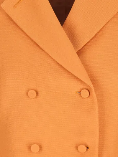 Fendi Wool Jacket Double Breasted Notch Lapels In Orange