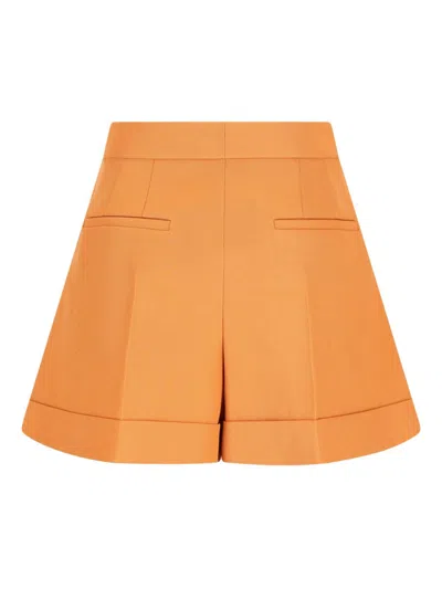 Fendi Wool Tailored Shorts Pleated Pockets Belt Loops In Orange