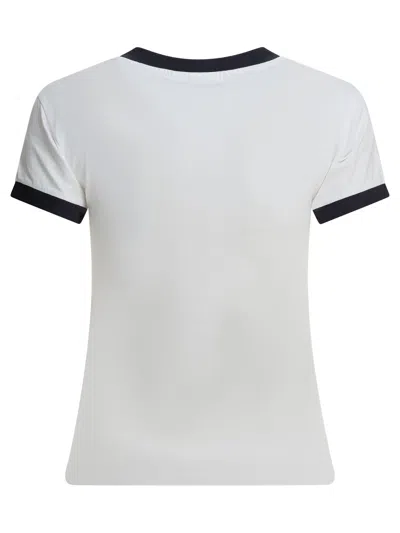 Ganni Women White Crewneck T-shirt With Maxi Print On The Front In Cotton Woman In Multi