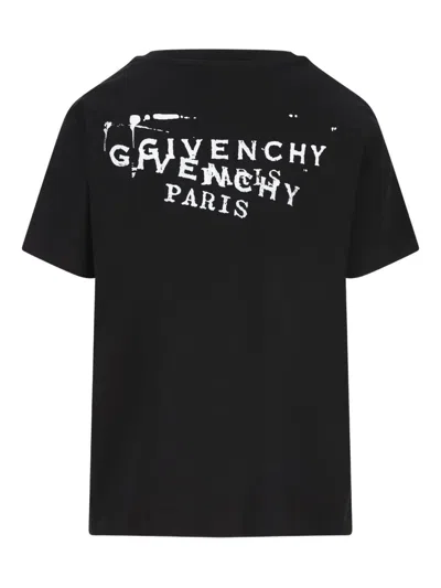 Givenchy Black Crew Neck T-shirt With Logo On Front And Back In Cotton Woman In Black