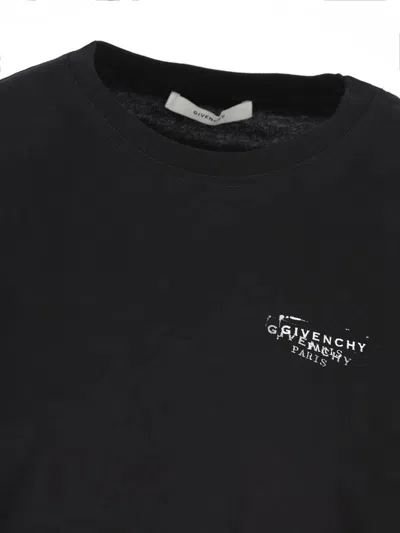 Givenchy Black Crew Neck T-shirt With Logo On Front And Back In Cotton Woman In Black