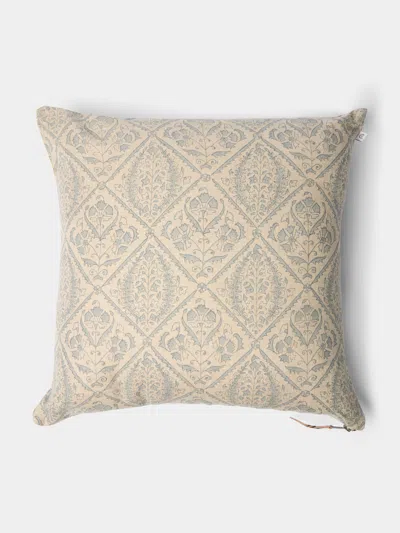 Chamois Block-printed Linen Cushions - 19.5in/50cm (set Of 2) In Neutral