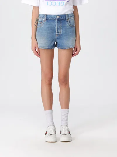 Gucci Shorts Woman Gnawed Blue In Blue