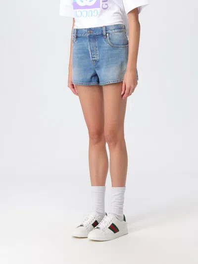 Gucci Shorts Woman Gnawed Blue In Blue