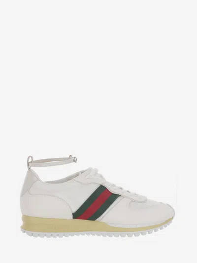 Gucci Motion Sneaker With Adjustable Ankle Strap In White