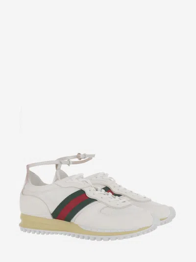 Gucci Motion Sneaker With Adjustable Ankle Strap In White