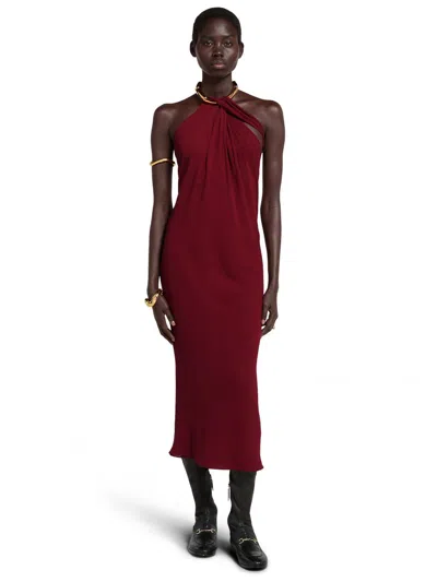 Gucci Crepe Dress In Burgundy