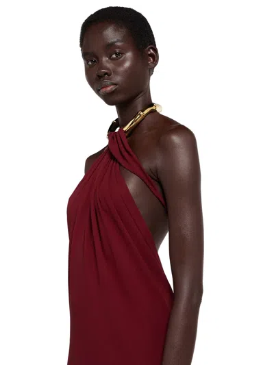 Gucci Crepe Dress In Burgundy
