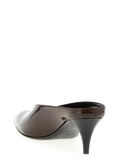 Gucci Women Sabot 97 In Glossy Patent Leather In Brown