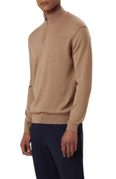 Bugatchi Quarter Zip Merino Wool Pullover In Brown