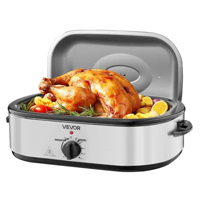 Vvor Roaster Oven, 18qt Electric Roaster Oven, 150-450°f Adjustable Temperature Electric Roasting Pan Wit In Silver