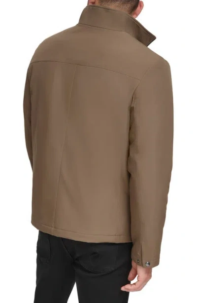 Calvin Klein Stand Collar Water Resistant Jacket In Dark Tan