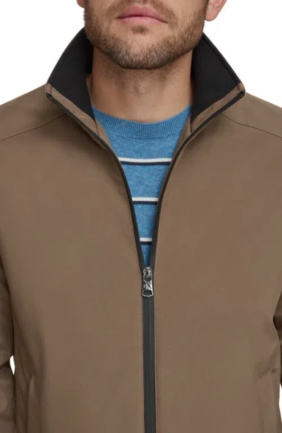 Calvin Klein Stand Collar Water Resistant Jacket In Dark Tan