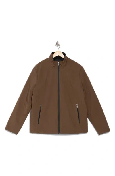 Calvin Klein Stand Collar Water Resistant Jacket In Dark Tan