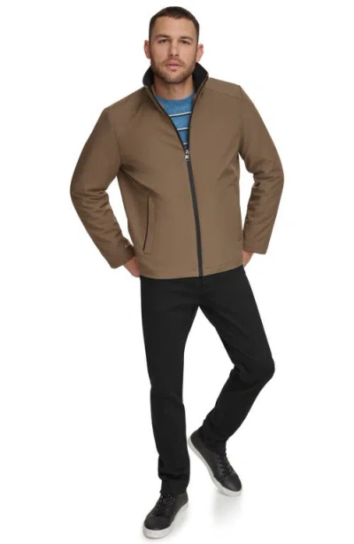 Calvin Klein Stand Collar Water Resistant Jacket In Dark Tan