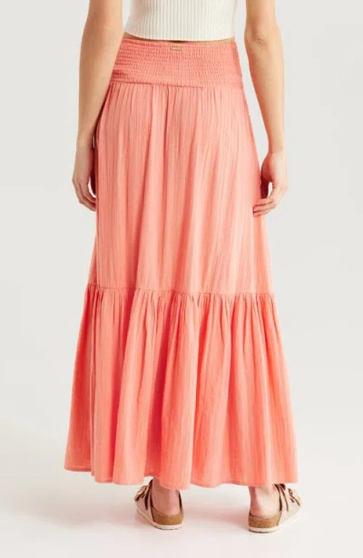 Billabong In The Palms Tiered Cotton Maxi Skirt In Orange