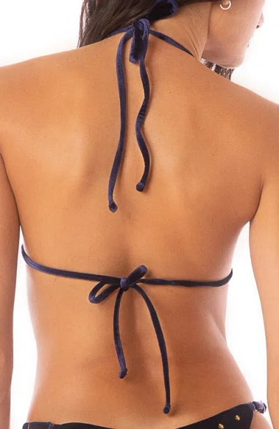 Maaji Bouquet Bliss Balmy Reversible Triangle Bikini Top In Blue