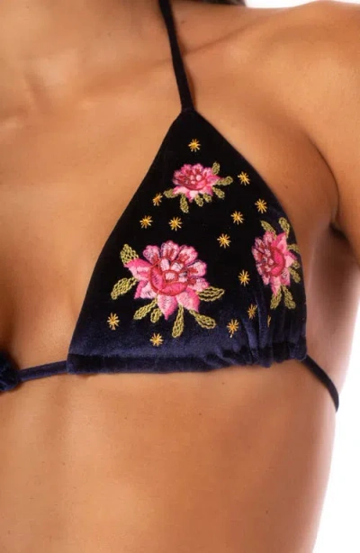 Maaji Bouquet Bliss Balmy Reversible Triangle Bikini Top In Blue