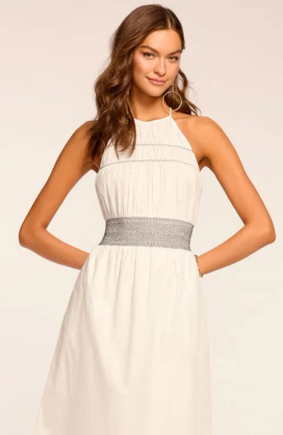 Ramy Brook Melanie Smocked Waist Sleeveless Maxi Dress In White