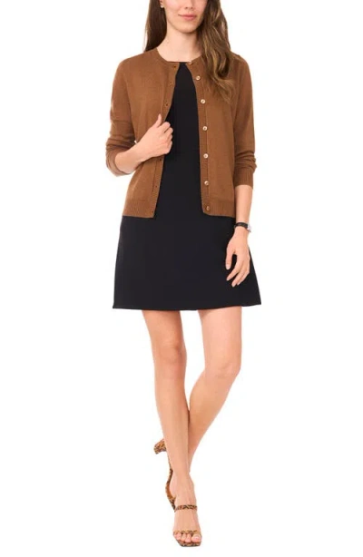 Halogen ® Crewneck Cardigan In Brown