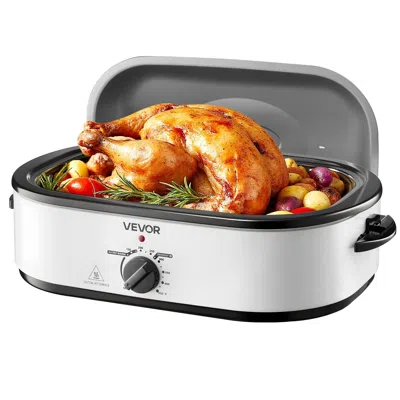 Vvor Roaster Oven, 18qt Electric Roaster Oven, 150-450°f Adjustable Temperature Electric Roasting Pan, Mu In White