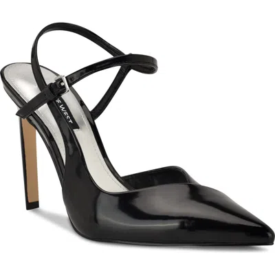 Nine West Franka Ankle Strap Pointed Toe Pump In Black