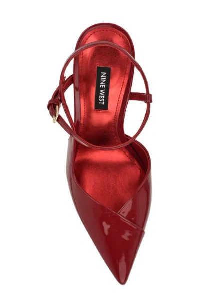Nine West Franka Ankle Strap Pointed Toe Pump In Red