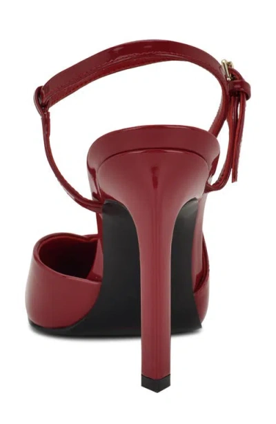 Nine West Franka Ankle Strap Pointed Toe Pump In Red
