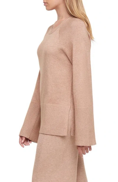 Three Dots Ally Raglan Sleeve Sweater In Brown