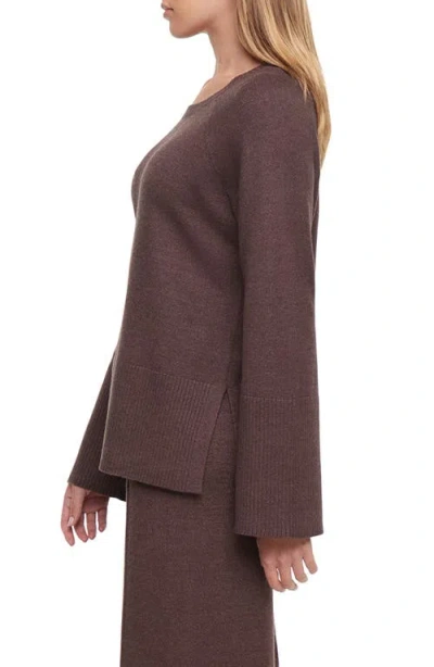 Three Dots Ally Raglan Sleeve Sweater In Brown