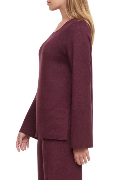 Three Dots Ally Raglan Sleeve Sweater In Purple
