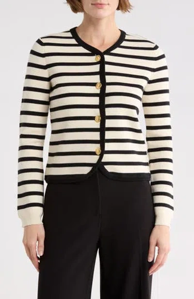 Rag & Bone Dee Stripe Cardigan In Black