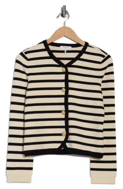 Rag & Bone Dee Stripe Cardigan In Black