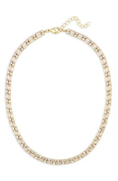 Nordstrom Rack Round & Baguette Cut Cubic Zirconia Collar Necklace In Gold