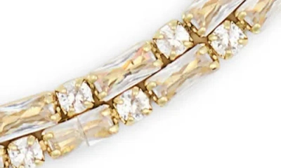 Nordstrom Rack Round & Baguette Cut Cubic Zirconia Collar Necklace In Gold